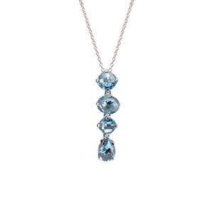Swiss Blue Topaz Sterling Silver Multi Stone Drop Pendant Necklace with Chain